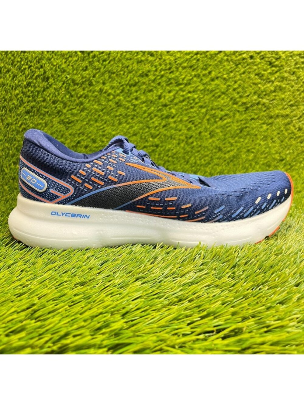 Brooks Glycerin 20 Mens Size 9.5 Blue Orange Athletic Running Shoes Sneakers